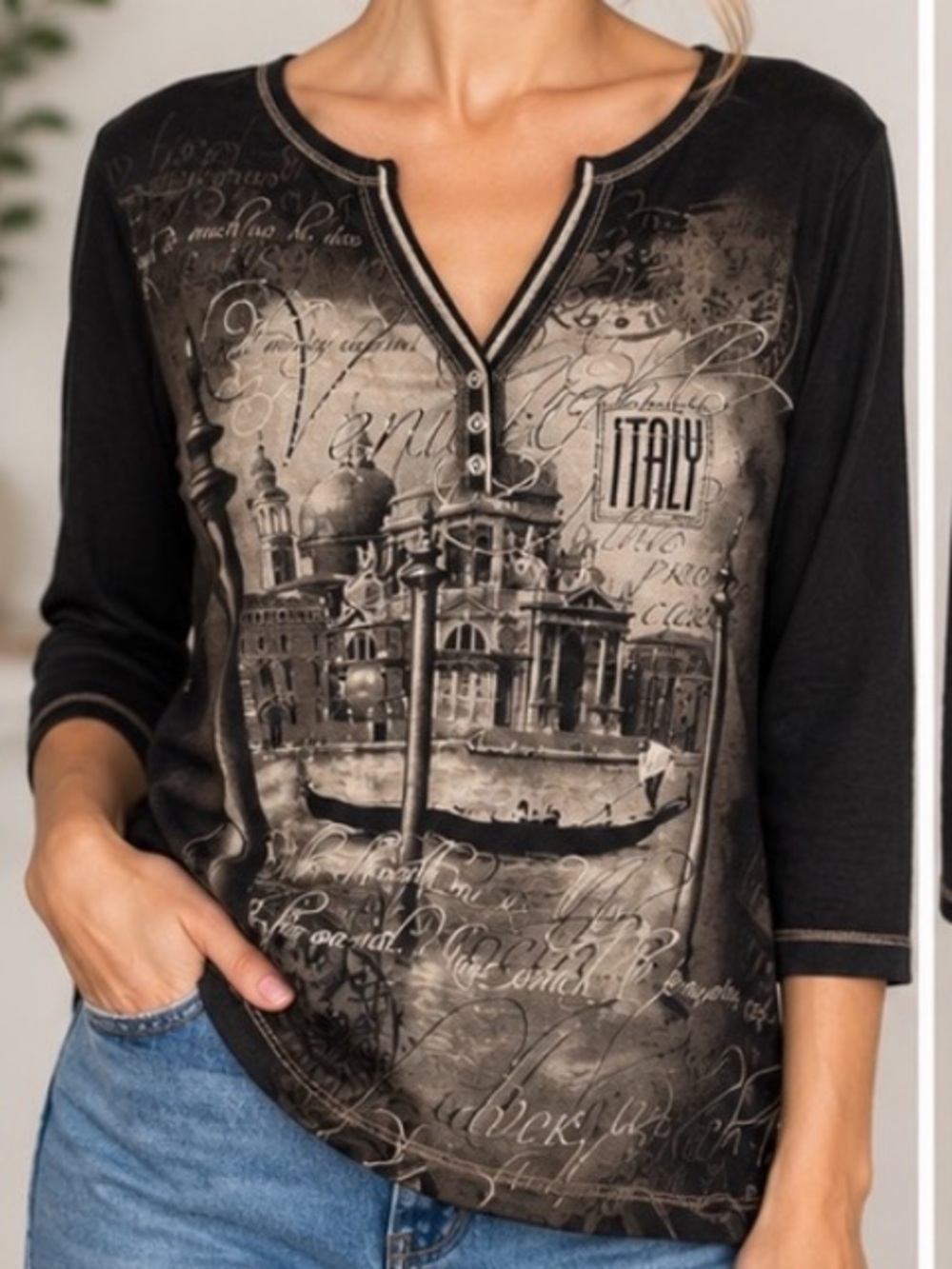 Blue Canyon Clothing Venice Italy Black Shirt